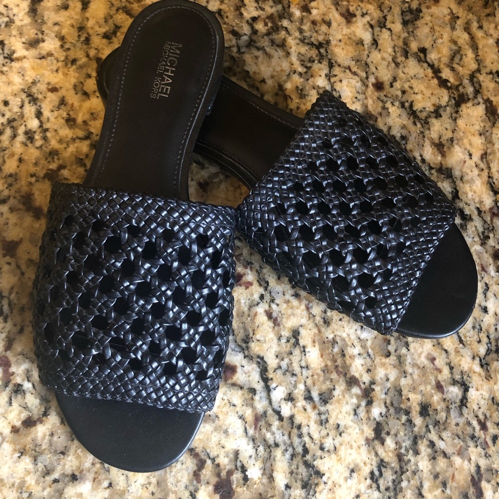Michael Kors black leather sandals